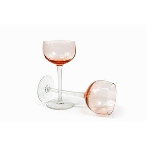 Cordial Glasses Pink Stemware 4 oz Vintage Bubble Glass Replacement Glassware